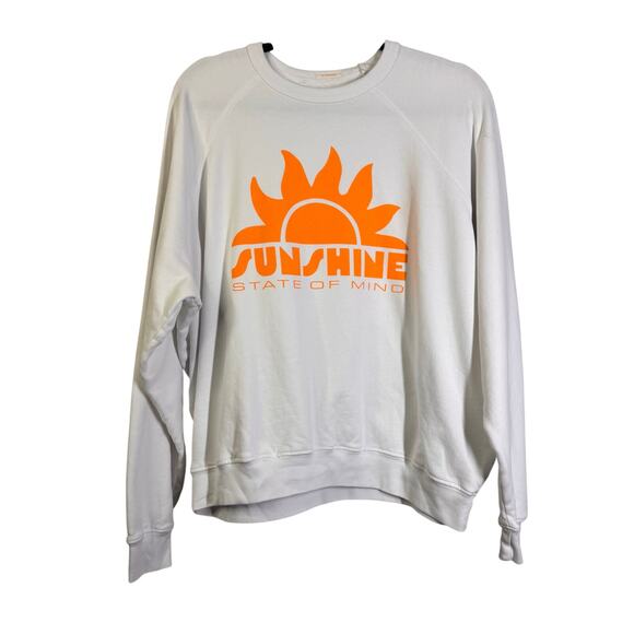 MOTHER Sweatshirt Large Biggie Message Crew Neck Oversized Bright White Pullover - Picture 2 of 13